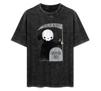 Spoiler Alert Everyone Dies Cartoon Grim Reaper Men's T-Shirt Unisex Black Cotton Hip Hop Print tee Shirts 3XL