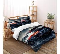 Spoiler Coche Funda Nórdica Algodon 3 Piezas 3D Impresa Racing Track Vehicle con Funda Almohada Super King（260x220cm） 100% Microfibra Juego De Cama para para Niñosy Hombres