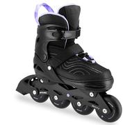 SPOKEY MATTY Patines en línea ajustables para mujer, rodamientos ABEC-7, patines en línea de tamaño ajustable para adultos y jóvenes, tallas: 35-38, 39-42 (negro/morado, 35-38)