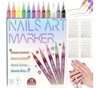 SPOKKI 12 colores 3D esmalte de uñas Set Nail Art Marker 0,5 mm Nail Art Pen DIY Line Nail Art Graffiti secado rápido, resistente a las roturas para DIY Nail Art Belleza, Joyas, Manicura Herramientas