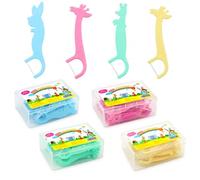 SPOKKI 160 unidades de palitos de hilo dental para niños, 4 colores | Hilo dental para niños con asas en forma de animales, para espacios interdentales estrechos para el cuidado dental