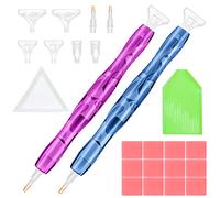 SPOKKI 2 bolígrafos de pintura de diamantes, resina sintética con 12 bandejas de arcilla, 2 bandejas y 8 puntas de repuesto, accesorios de pintura de diamantes 5D para pintura de diamantes DIY arte de