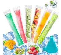SPOKKI 80 Stück Popsicle Taschen, 5.5x28cm Transparent Wassereis Tüten BPA-frei Popsicle Pouches mit Trichter, EisPopbeutel Wassereis Formen für Yogurt, Eisbons, Eiscreme, Gastgeschenke
