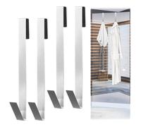 SPOKKI Ganchos para mampara de ducha, 4 unidades, ganchos de ducha de acero inoxidable sin taladrar, 17,8 cm, gancho para puerta resistente con protección de espuma, para mamparas de ducha y puertas