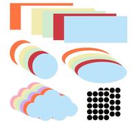 SPOKKI Juego de 460 tarjetas de presentación, 4 formas, 8 colores, tarjetas de metaplán en redondas, ovaladas y rectangulares, nubes, tarjetas de presentación, tarjetas de aprendizaje, en blanco, para