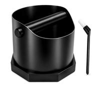 SPOKKI Recipiente para tamiz portafiltros, 750 ml, pequeño acero inoxidable, recipiente para café molidos con barra de golpeo extraíble, accesorios Barista con cepillo de limpieza, base antideslizante