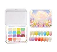 Sponge Nail Patting Gel Palette - 16-Color Highly-Pigmented Gradient Kit, UV Curable Vibrant Blending Molding Paint Set, Durable Design | Home Salon Stamping Party Wedding Holiday