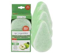 Spongeables Gel de baño anticelulítico en una esponja, reduce la apariencia de la celulitis hidratante y exfoliante para el cuerpo, manzana, (paquete de 3)