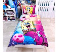 Spongebob Set 2 Piezas Cama Individual Funda Nórdica Almohada Algodón Reversible