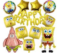 SpongeBob SquarePants Birthday Party Decorations, Cartoon SpongeBob SquarePants Birthday Party Supplies Including Happy Birthday Balloons and Foil Bal