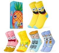 SPONGEBOB SQUAREPANTS Calcetines Bob Esponja Niños, Pack de 5 Calcetines Divertidos y Transpirables, Regalo Ideal, Dibujos Animados (Multi, 35-39 EU)