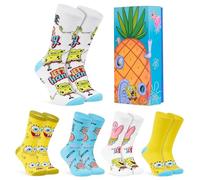 SPONGEBOB SQUAREPANTS Calcetines Hombre Divertidos Talla 40-45, Pack de 5 Bob Esponja, Idea de Regalo para Fans y Adolescentes (Multicolor)