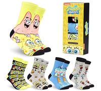 SPONGEBOB SQUAREPANTS Calcetines Hombre Divertidos Talla 40-45, Pack de 5 Bob Esponja, Idea de Regalo para Fans y Adolescentes (Amarillo)
