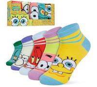 SPONGEBOB SQUAREPANTS Calcetines Tobilleros Hombre, Talla 40-45, Pack de 5 Calcetines Transpirables, Regalos para Hombres, Papá