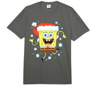 Spongebob Squarepants Christmas Santa Hat with Snowflakes Comfort Colors Adult Heavyweight T-Shirt