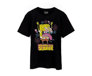 SPONGEBOB SQUAREPANTS Cuadrados Camiseta Negra Manga Corta para Hombre | No Tengo Miedo de ser Cuadrado Spongebob Diseño | Mercancía auténtica de Spongebob