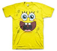 SpongeBob Squarepants Licenciado Oficialmente Sponge Happy Face Camiseta para Hombre (Amarillo), X-Large