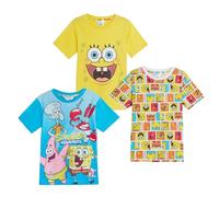 SpongeBob SquarePants Paquete de 3 Camisetas para Niños Niños y Niñas Tops de Vestir Camisetas de Algodón de Verano Regalo de SpongeBob, multicolor, 4-5 años