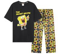 SPONGEBOB SQUAREPANTS Pijama Hombre y Adolescentes Pijamas Divertidos Cómodo Ropa de Dormir Regalos Divertidos para Hombres (3XL, Negro/Amarillo)