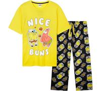 SPONGEBOB SQUAREPANTS Pijama Hombre y Adolescentes Pijamas Divertidos Cómodo Ropa de Dormir Regalos Divertidos para Hombres (M, Amarillo/Negro)