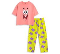 SPONGEBOB SQUAREPANTS Pijama Rosa de Manga Corta y Pierna Larga de Patrick Star para Mujer | Ropa de Dormir con Dibujos Animados para Relajarse y acostarse | Ropa de Dormir cómoda
