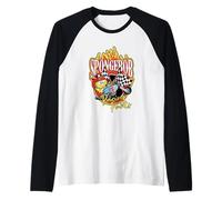 Spongebob Squarepants Racing Parts On Fire Retro Camiseta Manga Raglan