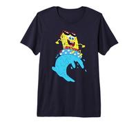 Spongebob Squarepants Rides Wave On USA Stars Inner Tube Camiseta Premium