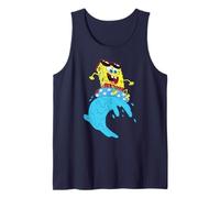 Spongebob Squarepants Rides Wave On USA Stars Inner Tube Camiseta sin Mangas