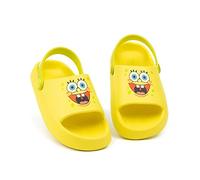 SpongeBob Squarepants Sandalias Niños Pequeños | Boys Girls Yellow Animated Character Summer Sliders con correa de apoyo | Ropa de playa Zapatos Calzado