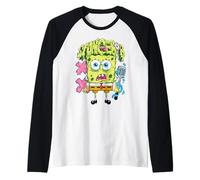 Spongebob Squarepants Scared Horror Green Goo Eye Ball Text Camiseta Manga Raglan
