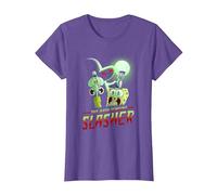 Spongebob Squarepants The Hash Slinging Slasher Spooky Camiseta, Mujer, Morado Jaspeado, XL