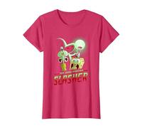 Spongebob Squarepants The Hash Slinging Slasher Spooky Camiseta, Mujer, Rojo Jaspeado, 3XL