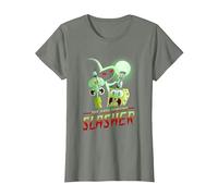 Spongebob Squarepants The Hash Slinging Slasher Spooky Camiseta, Mujer, Verde Militar Jaspeado, M