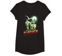 Spongebob Squarepants The Hash Slinging Slasher Spooky Camiseta, Niñas, Negro, L