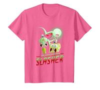 Spongebob Squarepants The Hash Slinging Slasher Spooky Camiseta, Niños, Rosa Jaspeado, 10 años