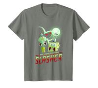 Spongebob Squarepants The Hash Slinging Slasher Spooky Camiseta, Niños, Verde Militar Jaspeado, 3 años