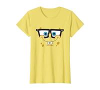 Spongebob Squarepants Wearing Glasses Big Face Camiseta, Mujer, Limón, S