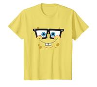 Spongebob Squarepants Wearing Glasses Big Face Camiseta, Niños, Limón, 4 años