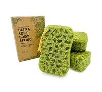 Spongentle Esponja de lufa corporal de doble textura de limpieza profunda, sellada al vacío, para baño y ducha, para exfoliación suave y profunda, espuma generosa y rica (paquete de 3)