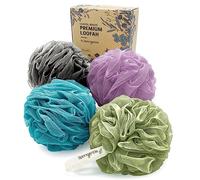 Spongentle Esponja de lufa de limpieza profunda, paquete de 4, baño y ducha, exfoliante corporal, hermosos colores para mujeres y hombres (paquete de 4)