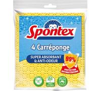 SPONTEX - Carresponge - 4 esponjas Planas Resistentes y Flexibles - Protección contra bacterias