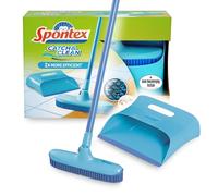 Spontex Catch & Clean Set de escoba y recogedor de goma para interiores - Set de recogedor y cepillo para eliminar el pelo de mascotas - Para barrer la suciedad y limpiar múltiples superficies
