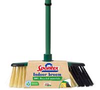 Spontex Eco Green - Escoba para Interiores (100% reciclada, Mango telescópico, 2 Tipos Diferentes de cerdas)