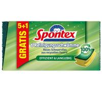 Spontex Esponja de Limpieza de Fibras recicladas, Estropajo sostenible con Fieltro de Fibras 100% recicladas, Ideal para ollas y sartenes, Barra de asa, 1 Paquete de 6 Unidades