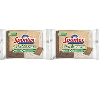 SPONTEX - Esponja raspadora Vegetal - 2 esponjas sin colorantes - Parte raspadora de Fibras 100% recicladas - Eficaz y Duradera (Paquete de 2)