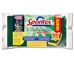 Spontex - Estropajo fibra con esponja Universale Pack 2+1 Gratis
