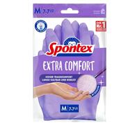 Spontex Guantes de hogar Extra Comfort — forro textil suave, lavable 30 °C, talla M (7-7,5), morado