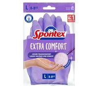 Spontex Extra Comfort - Guantes para el hogar con forro textil suave, ideales para todos los trabajos de limpieza del hogar, lavable a 30 °C, talla L (8-8,5), 1 par, color morado