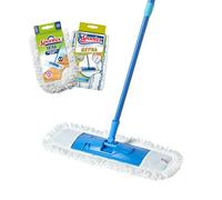 Spontex Fregona Extra Flat | Mopa versátil de microfibras para superficies secas y húmedas | Longitud ajustable (80-140 cm) | Limpia suelos laminados, de madera y baldosas | 2 recambios