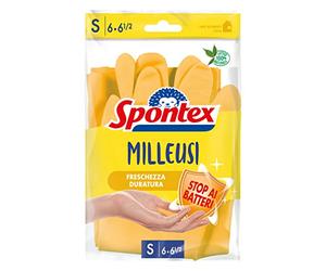 Spontex Guantes Casalinghi Milleusi Extra, 100% látex con forro de algodón, 1 par, talla a elegir Taglia S, amarillo